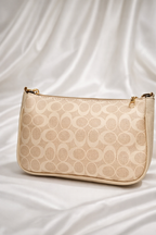 Classic beige printed handbag with gold detailing for a professional look or casual look - Silslah