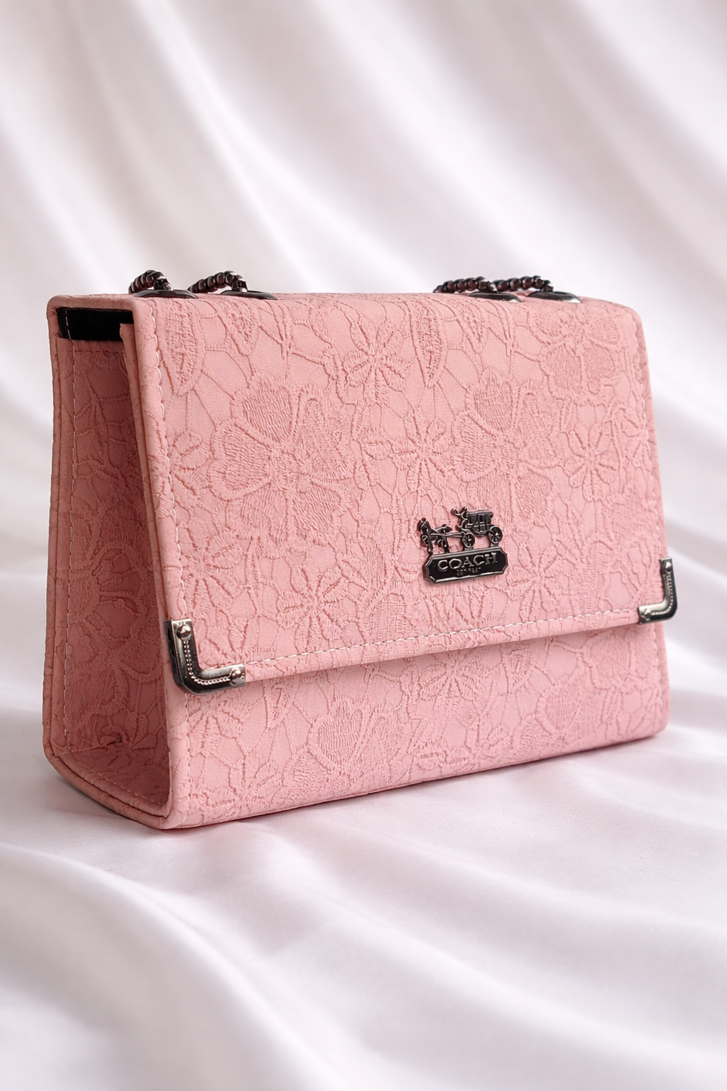 Side view of floral printed ladies bag showing spacious design for daily and party use