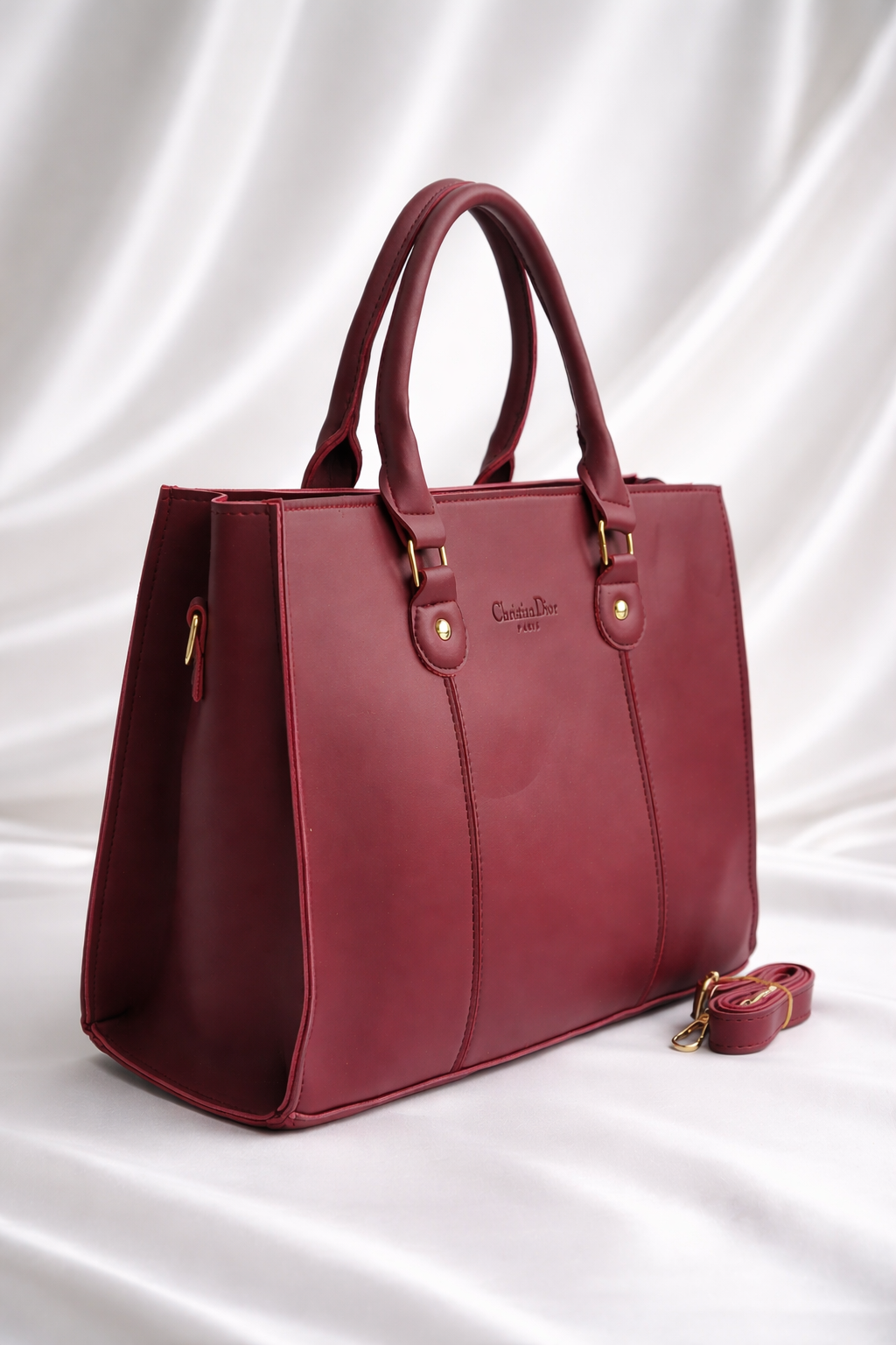 Burgundy tote bag for girls in Pakistan featuring durable shoulder straps and clean minimalist design for everyday use - Silslah Store