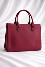 Elegant burgundy tote bag for women in Pakistan with structured shape and large storage space for office and casual use - Silslah Store