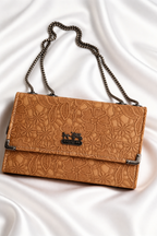 Stylish brown floral Shoulder bag with sturdy handles perfect for casual and party wear in Pakistan - Silslah Store