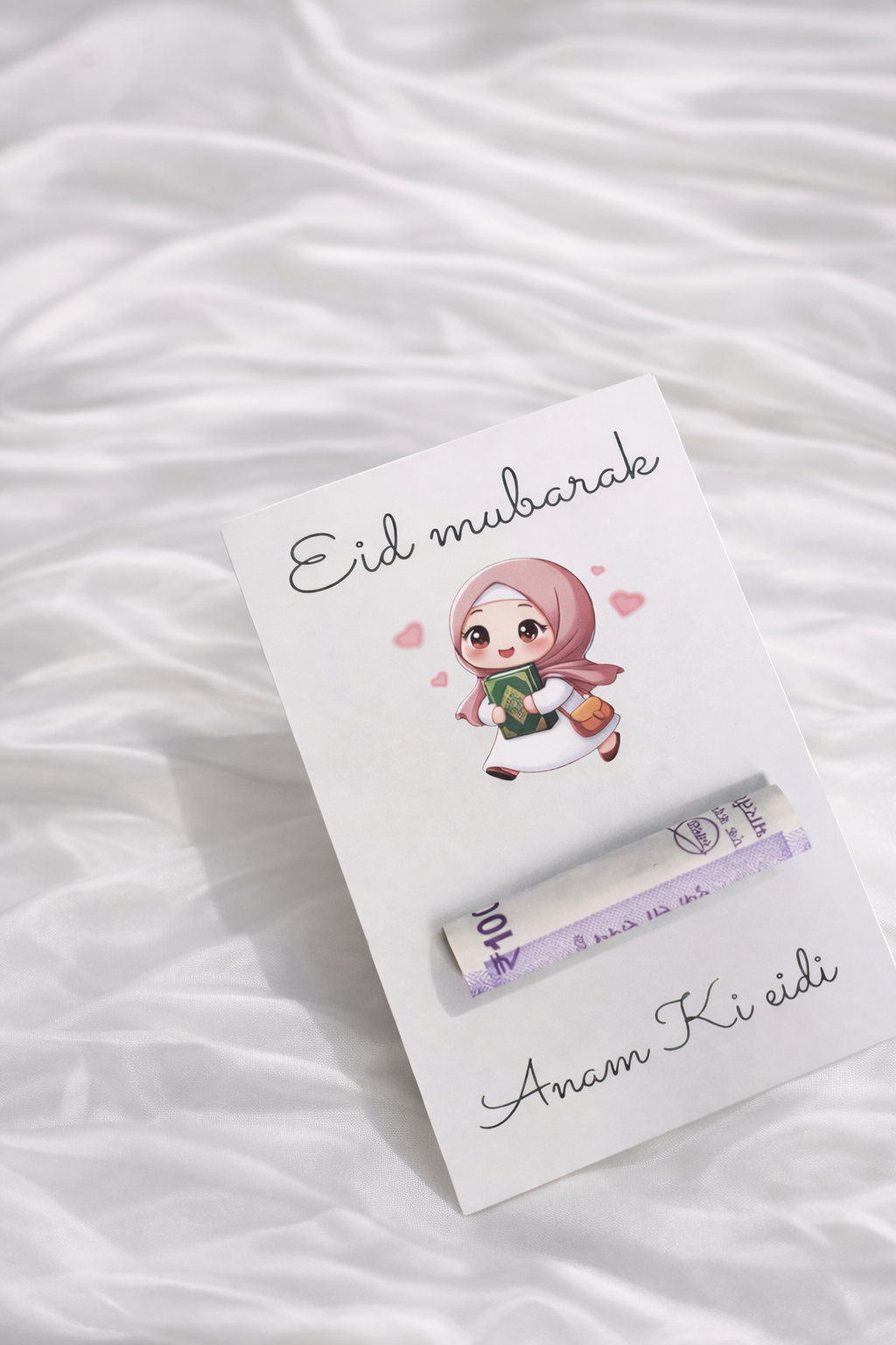 High-quality printed Eid card with personalized names for a special gifting experience
