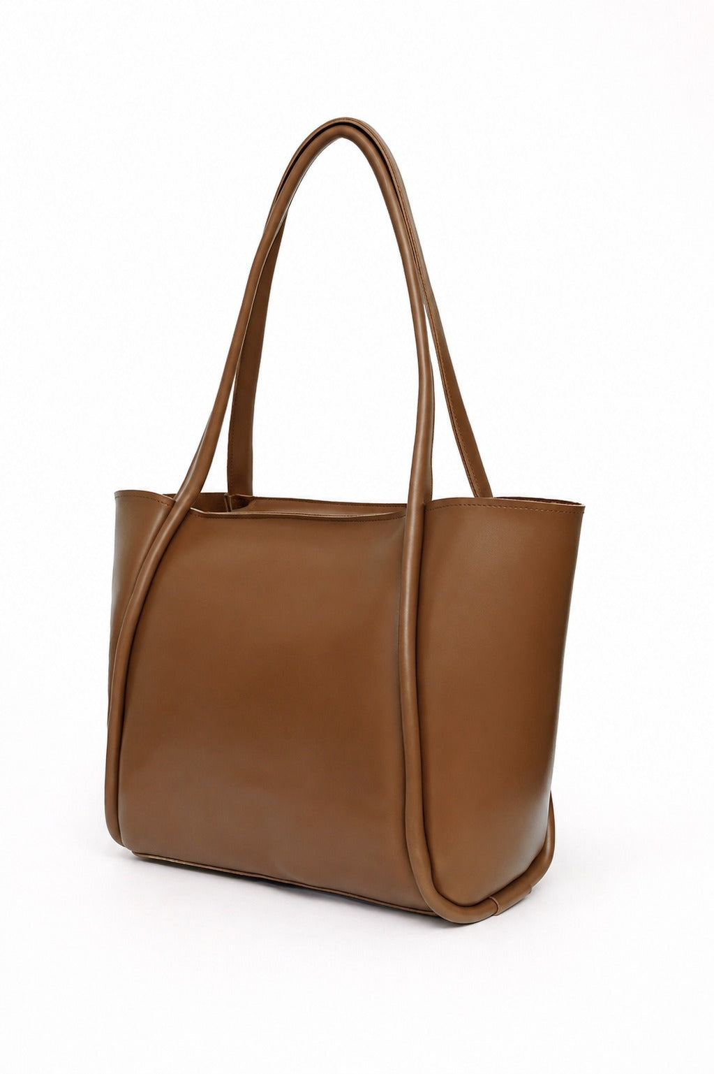 Luxe Tote Bag for Women | Smooth Tan Leather with Gold Studs