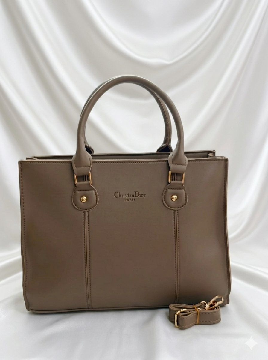 Mushroom brown professional tote bag for women with spacious compartments for office essentials