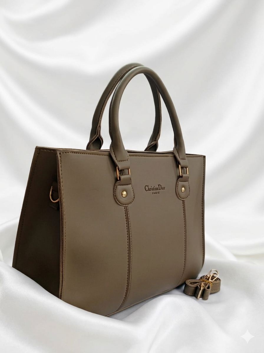 Mushroom brown structured tote bag for women in Pakistan with large storage space ideal for office and daily use - Silslah Store