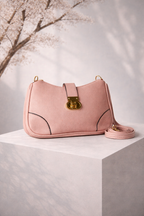 Cute pink pebbled leather crossbody bag for university students and teenagers - Silslah