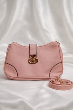 Cute pink pebbled leather crossbody bag for college students and teenagers - Silslah