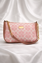 Elegant pink printed handbag for parties, outing, dinners, gathering in pakistan