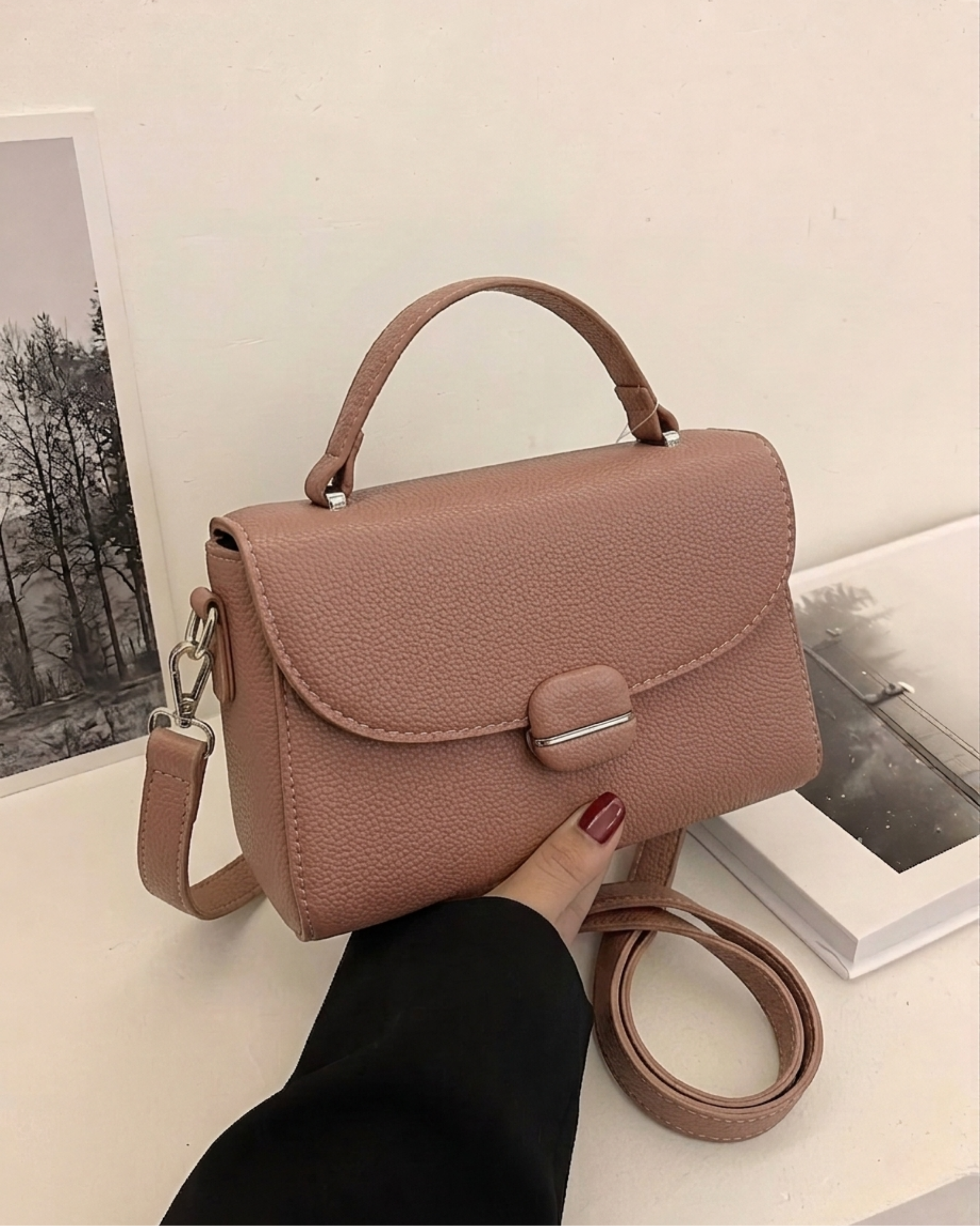 Dusty Rose Pebbled Leather Bag