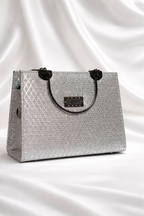 Silver glittery diamond handbag for bridal and evening wear with luxury finish