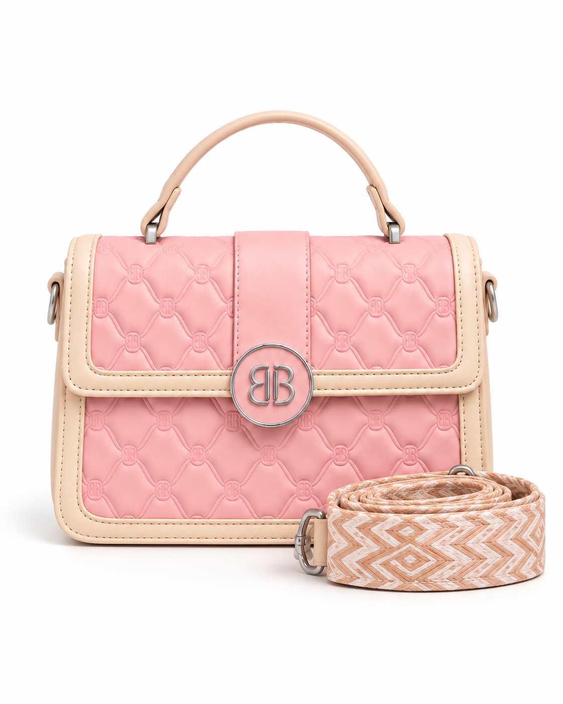 Soft Blush Stitch Crossbody Bag