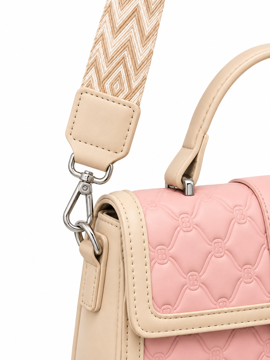 Soft Blush Stitch Crossbody Bag