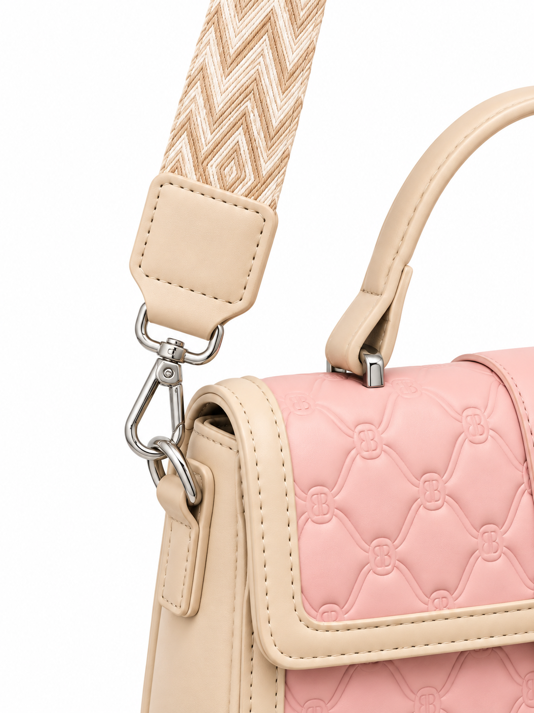Soft Blush Stitch Crossbody Bag