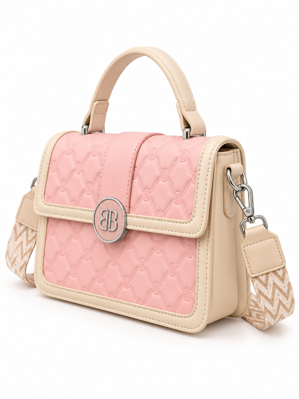Soft Blush Stitch Crossbody Bag