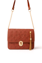 brown shoulder bag for women in Pakistan with gold clasp and adjustable crossbody strap for daily use - Silslah Store