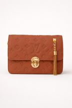 Trendy brown shoulder bag for girls in Pakistan with gold clasp and adjustable crossbody strap for daily use - Silslah Store