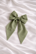 Large satin hair bow with elegant pearl center for girls eid and wedding hairstyles